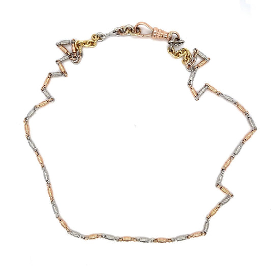 Art Deco 14K Two Tone Chain Necklace 13.14g 17"