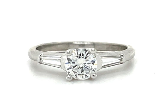 .52ct G VS2/SI1 Center Diamond Platinum Ring (Vintage c 1950s) .26ct SD 6 Size