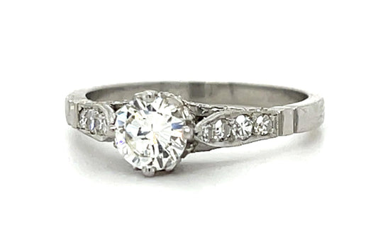 .54ct VSI I-G (No Cert) Round Diamond Platinum Handmade Ring .78ct SD 3.57g 6.50