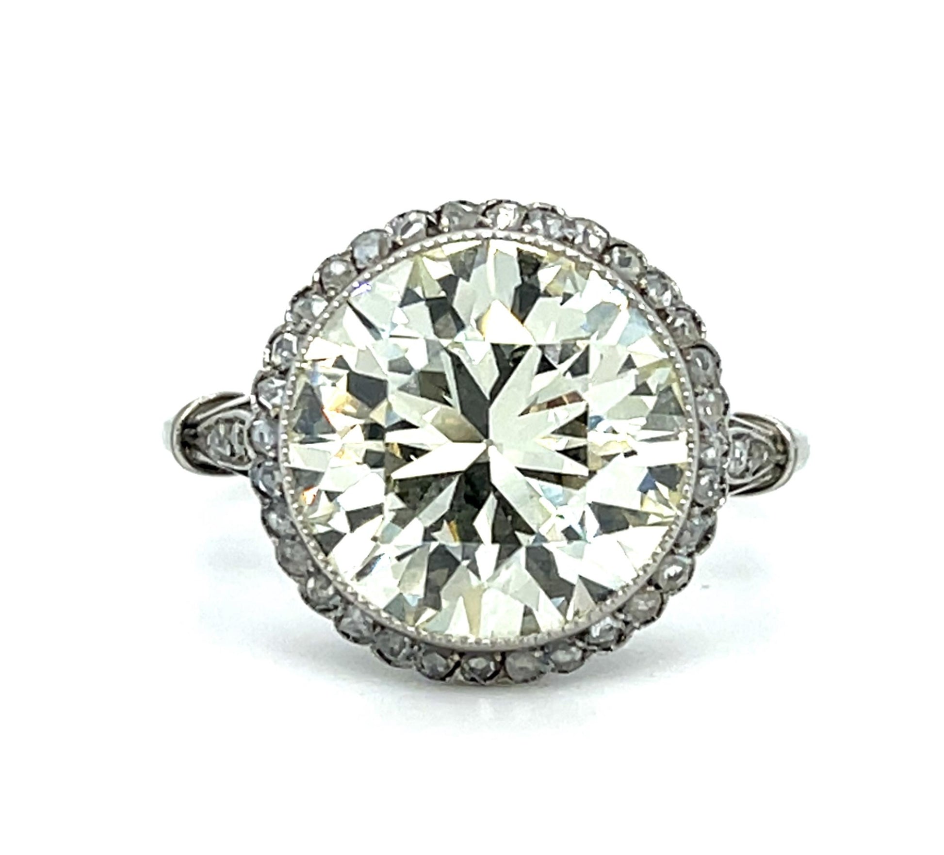 5.70ct Old European Diamond Platinum Handmade Ring 5.31g 6.50 Size