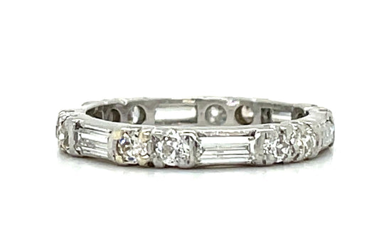 Original 1.60ct Diamond Platinum Vintage Eternity Band (c 1940s) 6.50 Size 3.82g