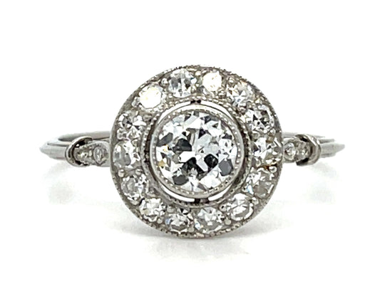 .44ct Old European Diamond Platinum Handmade Ring .50ct SD 2g 6.50 Size
