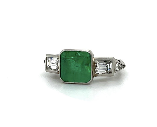 2.50ct Emerald (Approx) Platinum Ring 1ct+Diamonds 4 Size 4.33g