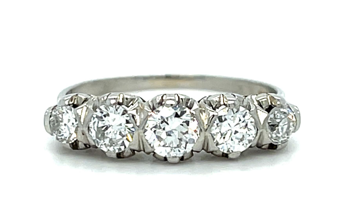 1.30ct Round Brilliant Diamond Platinum Handmade Band (Vintage 1940s) 5.20g