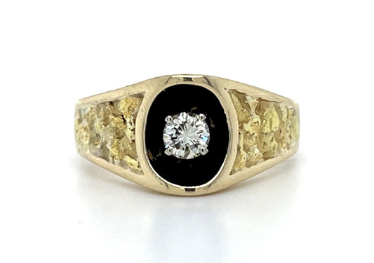 .30ct Diamond 14KY-24K Gold Nugget Ring (Vintage 1970s) 7.78g 10 Size