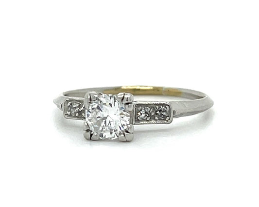 Art Deco .60ct Center Diamond Platinum Vintage Ring (c 1930s) .08ct SD 3.49g