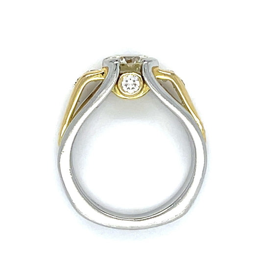 1.10ct Diamond Platinum+18KY Ring .80ct SD 8.39g 5 Size