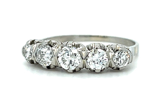 1.30ct Round Brilliant Diamond Platinum Handmade Band (Vintage 1940s) 5.20g
