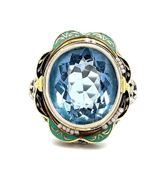 Art Deco Lab Grown Spinel 14KW (Vintage 1930s) 6.32g 7.50 Size