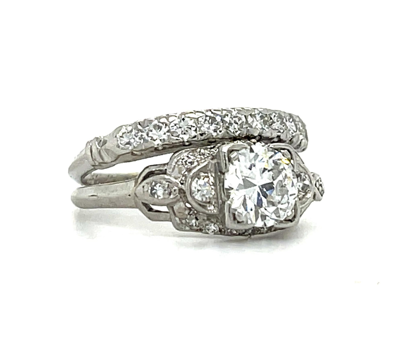 Art Deco .80ct OEC Diamond PT Antique Ring (c 1920s) .50ct SD 5.75 Size 5.15g