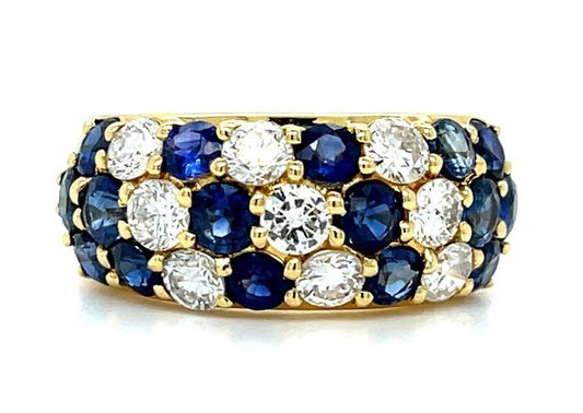 2.32ct Sapphire 1.03ct Diamond Platinum Band 6.80g 6.50 Size