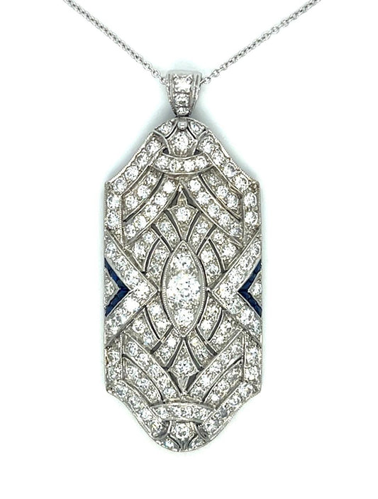 Estate  0.30ct Diamond PT  8.85gr Art Deco Pendant Circa 1920s 4ct Sd Length 1.7