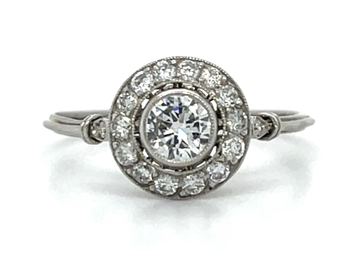 .33ct Round Diamond Platinum Handmade Ring .40ct SD 2.10g 7.50 Size
