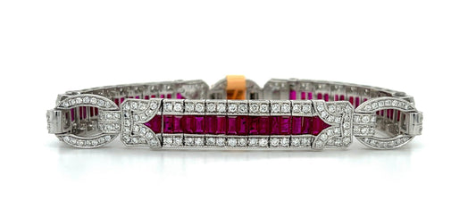 6.67ct Ruby Platinum Bracelet 3.46ct Diamonds 7" 39.60g