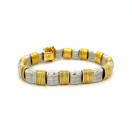 14K Two Tone White and Gold Estate Bracelet