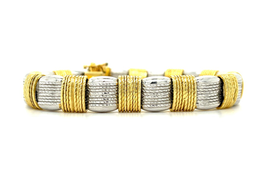 14K Two Tone White and Gold Estate Bracelet