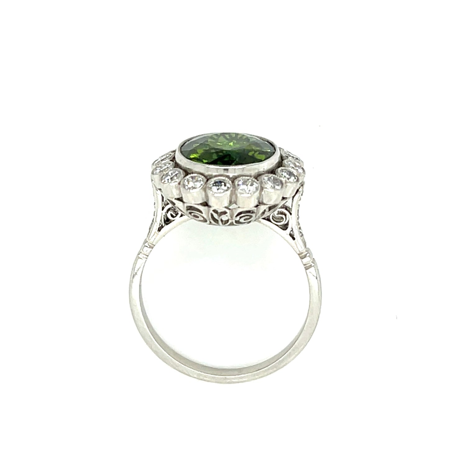 4.81ct Green Tourmaline .68ct Diamond Platinum Ring
