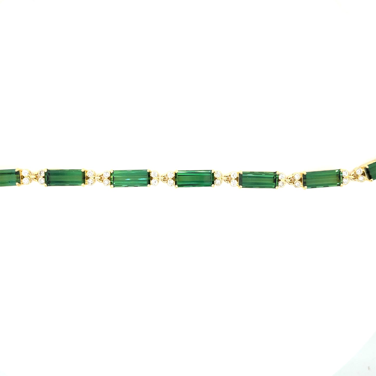 19.10ct Green Tourmaline 1.10ct Diamond 18KY Bracelet