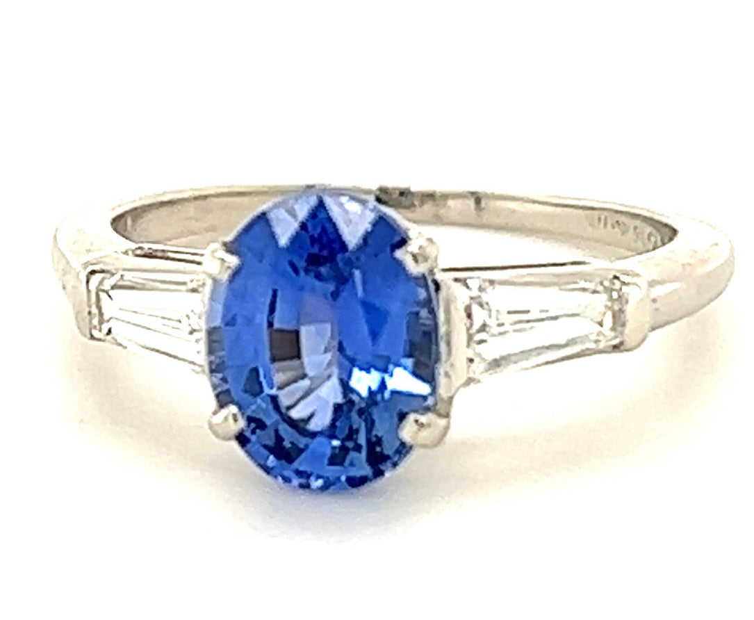 2.21ct Sapphire 0.38ctw Diamond PT