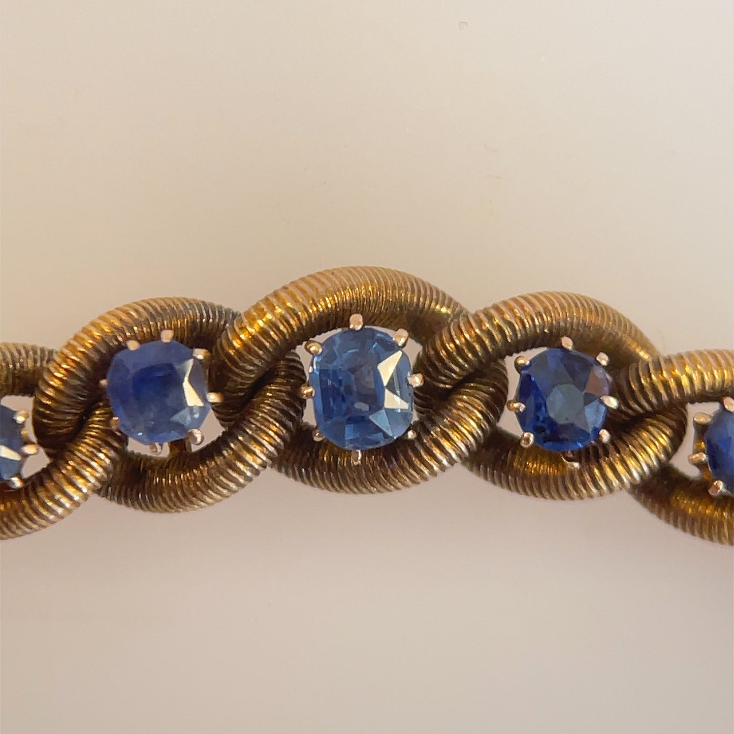 Russian Hallmarks Victorian Era (Circa 1870s) 1ct Natural Sapphires 14KY Antique Bracelet