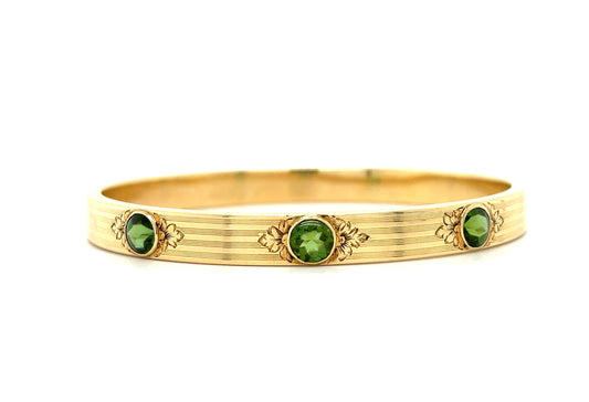 Peridot 14KY Antique Bangle Bracelet (Circa 1920s)