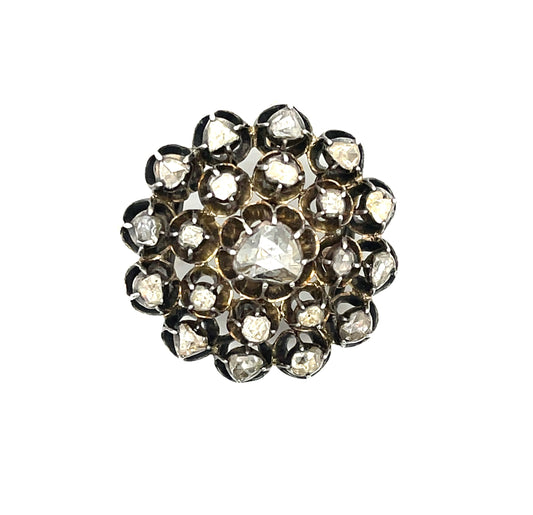 Georgian (Circa 1830s) .40ct Center Heart Shaped Rose Cut Diamond 1.20ct SD Silver Antique Pendant/Brooch