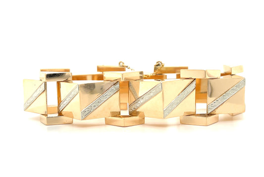 Retro (Circa 1940s) 14KY Two Tone Vintage Bracelet