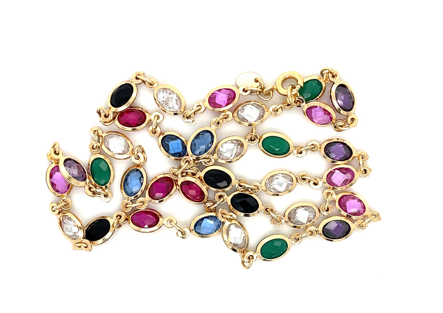 Multi Color Gemstones 18KY Necklace