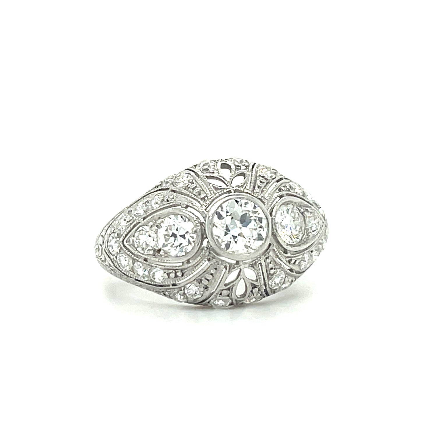 Art Deco Era (Circa 1920s) .40ct Old European Cut Diamond 1.15ct SD Platinum Antique Ring