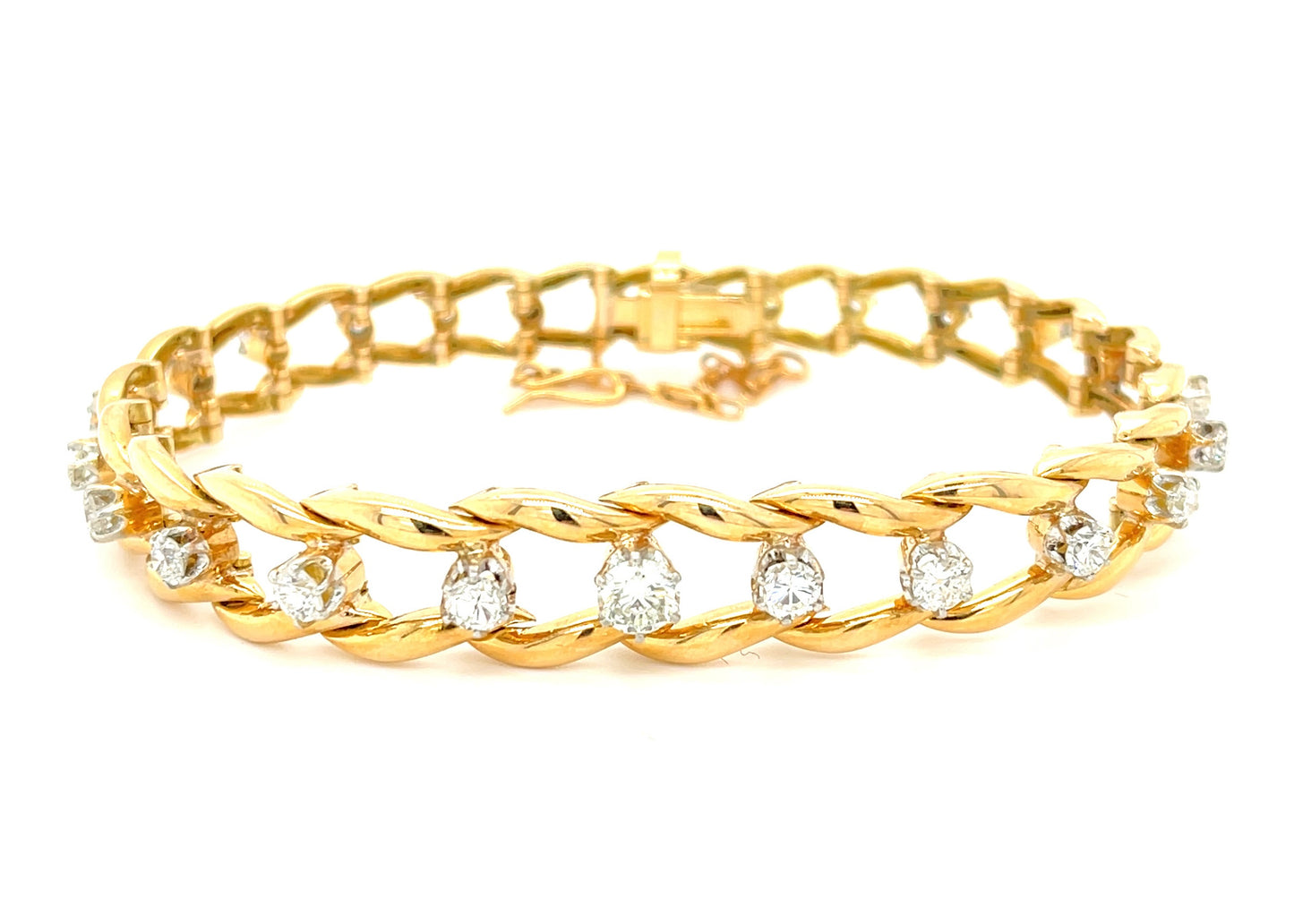 Retro (Circa 1940s) .40ct Center Diamond 2ct SD (24 Stones) 18K Vintage Bracelet