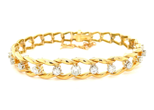 Retro (Circa 1940s) .40ct Center Diamond 2ct SD (24 Stones) 18K Vintage Bracelet