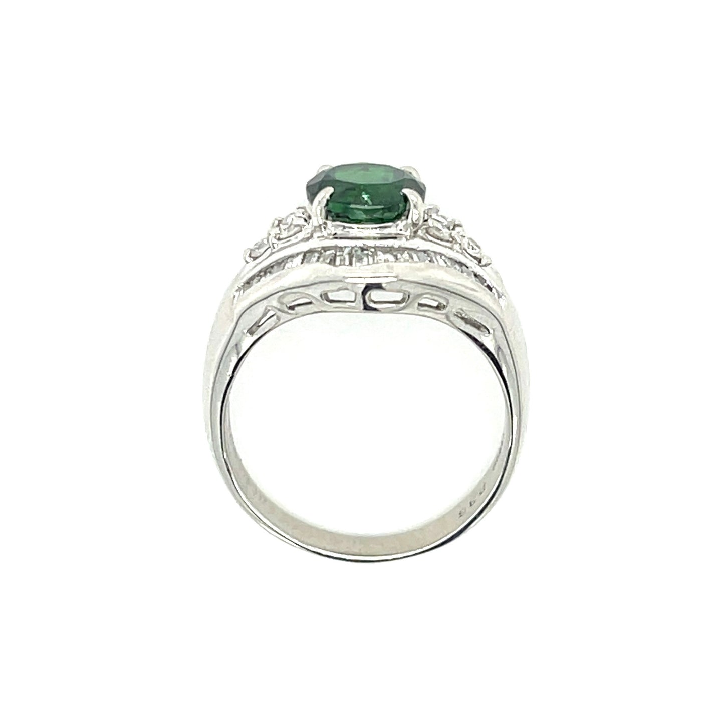 1.96ct Tsavorite Garnet .86ct Diamonds Platinum Estate Ring (Circa 1970s)