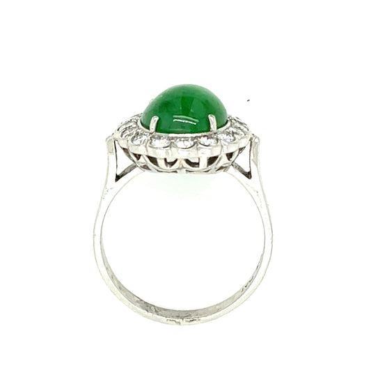 3.95ct GIA Natural Jade .54ct Diamonds Estate Platinum Ring