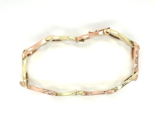 Retro (Circa 1940s) 14KY Green+Rose Gold Vintage Bracelet