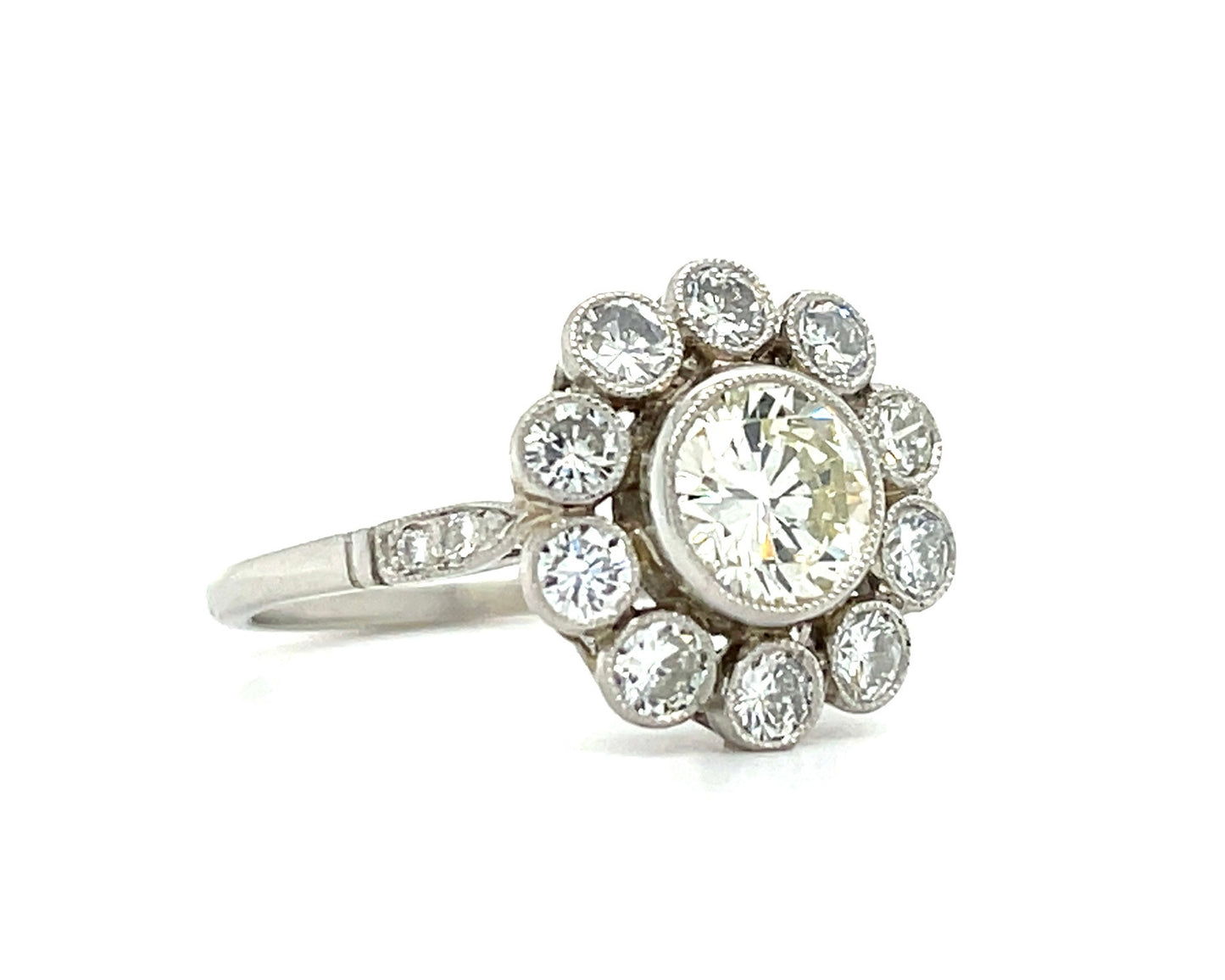 .94ct Round Brilliant Diamond 1ct SD (10 Diamonds) Platinum Handmade Ring