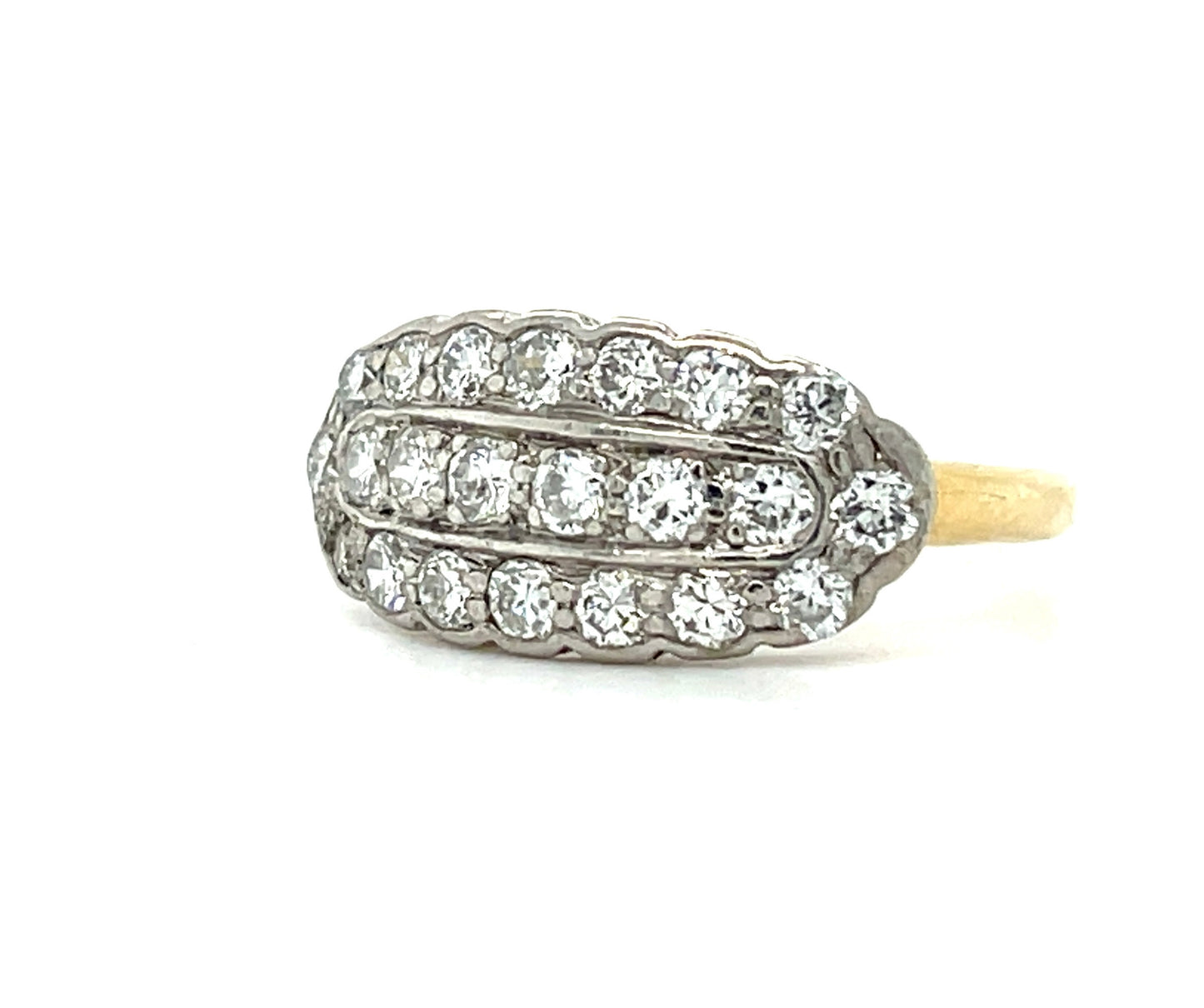 Art Deco (Circa 1930s) .70ct Diamonds 14KY Two Tone Gold Vintage Band