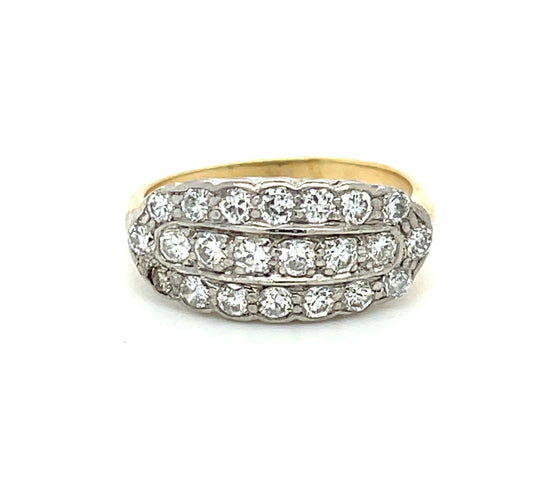 Art Deco (Circa 1930s) .70ct Diamonds 14KY Two Tone Gold Vintage Band