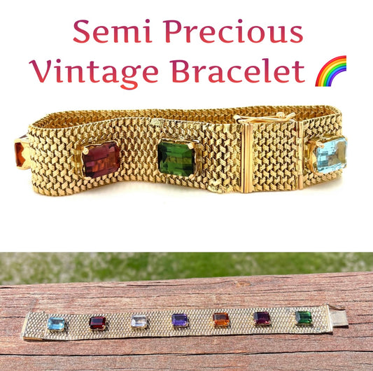 24ct Gemstones 18KY Vintage Bracelet (Circa 1960s)