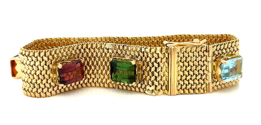 24ct Gemstones 18KY Vintage Bracelet (Circa 1960s)