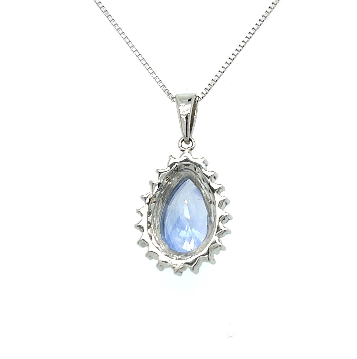 3.43ct Blue Sapphire Pear Shape .24ct Diamonds Platinum Pendant