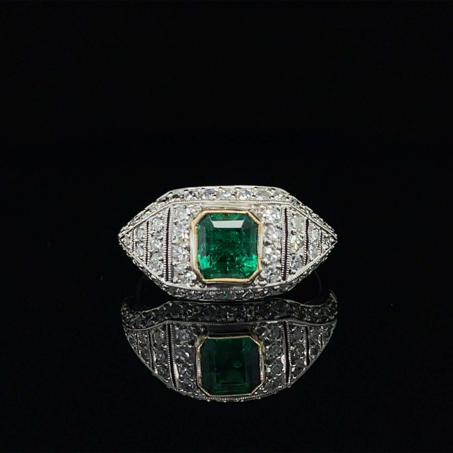 1ct Colombia Emerald 1.16ct Diamond Platinum Handmade Ring