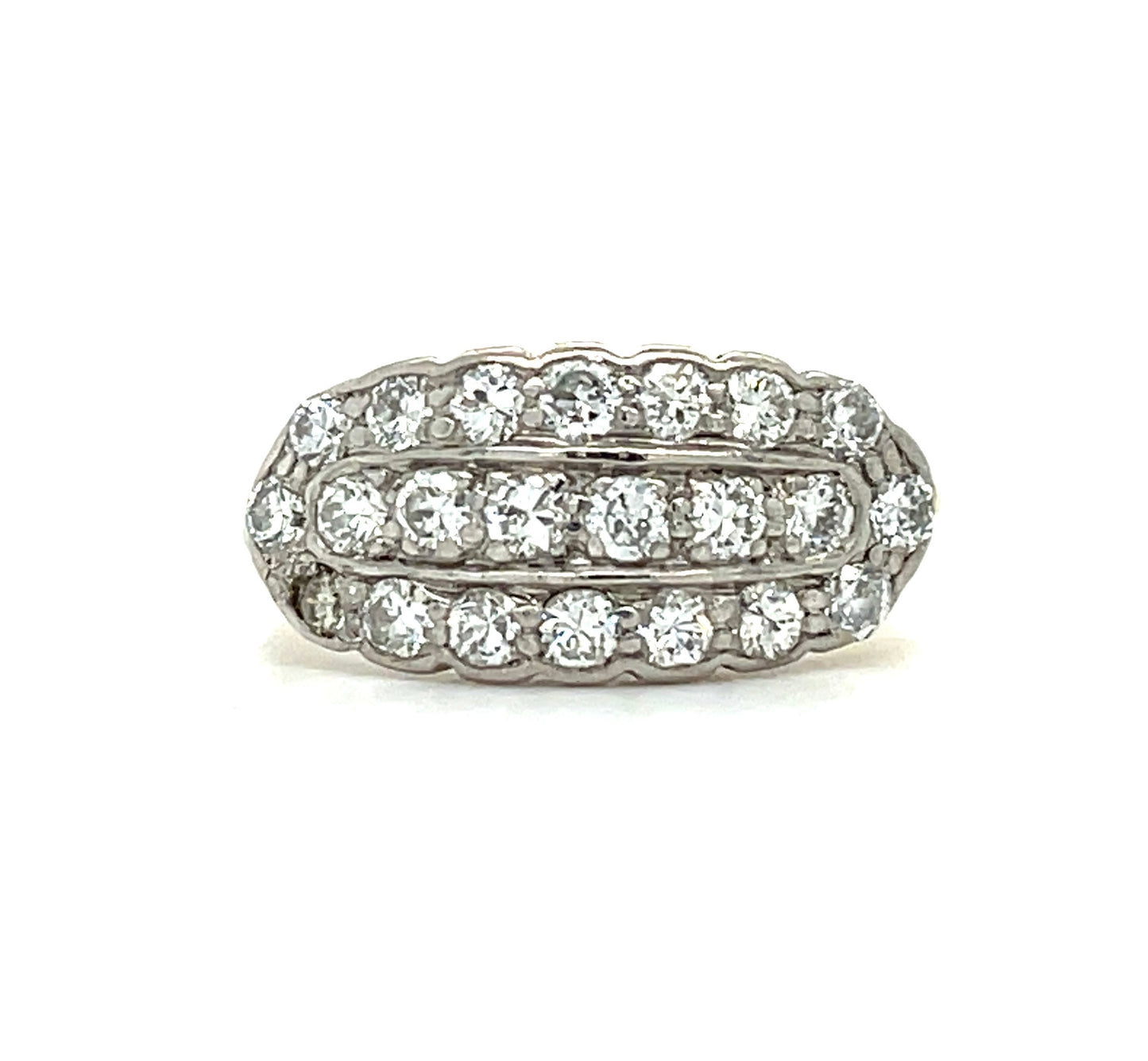 Art Deco (Circa 1930s) .70ct Diamonds 14KY Two Tone Gold Vintage Band