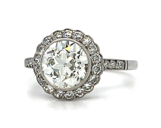 2.18ct Old European Diamond Platinum Handmade Ring .64ct SD 4.60g 7.25 Size