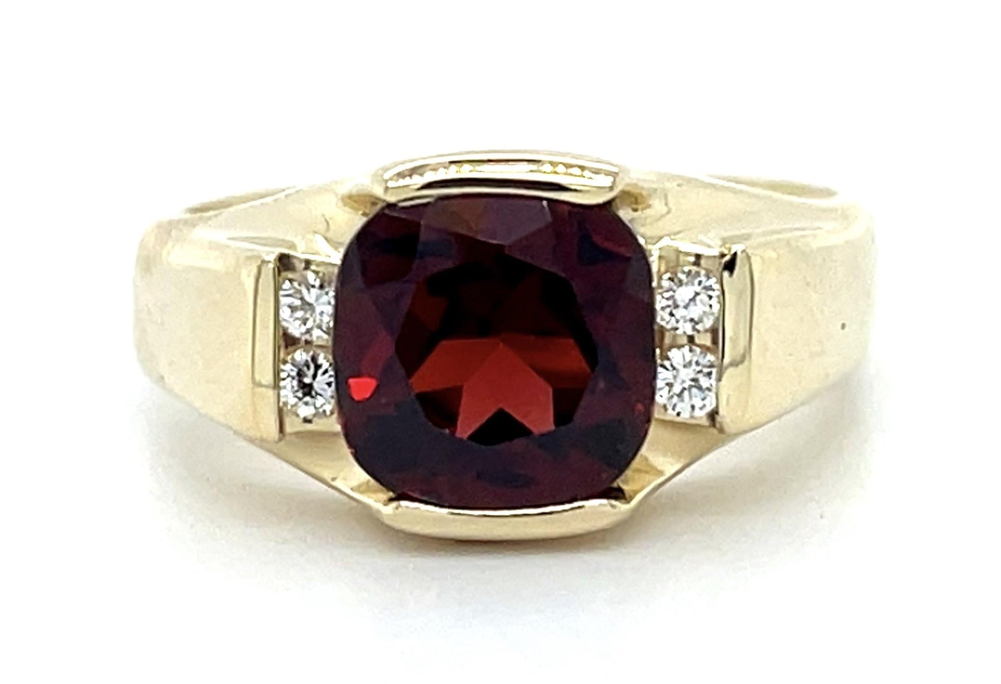 3ct Garnet .24ct Diamond 14KY Ring 6.77g 6.75 Size