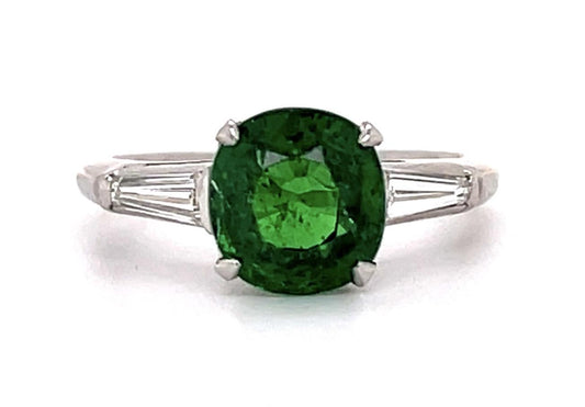 2.40ct Tsavorite .30ct Diamond Platinum Ring (Estate 1960s) 4.49g 5 Size