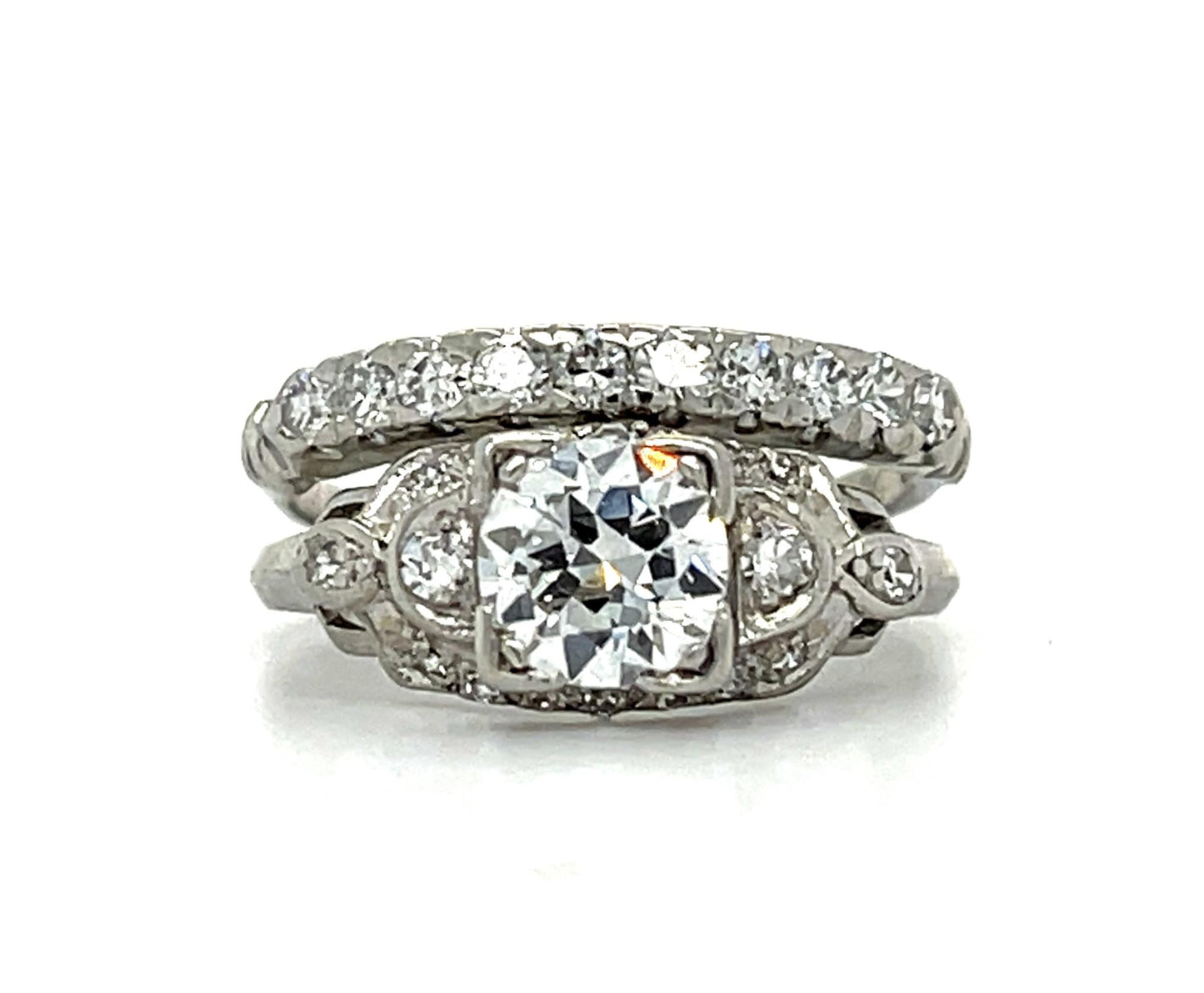 Art Deco .80ct OEC Diamond PT Antique Ring (c 1920s) .50ct SD 5.75 Size 5.15g