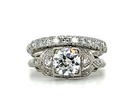 Art Deco .80ct OEC Diamond PT Antique Ring (c 1920s) .50ct SD 5.75 Size 5.15g