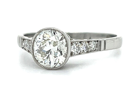 1.16ct Old European Diamond Platinum Handmade Ring .18ct SD 3.50g 7.50 Size