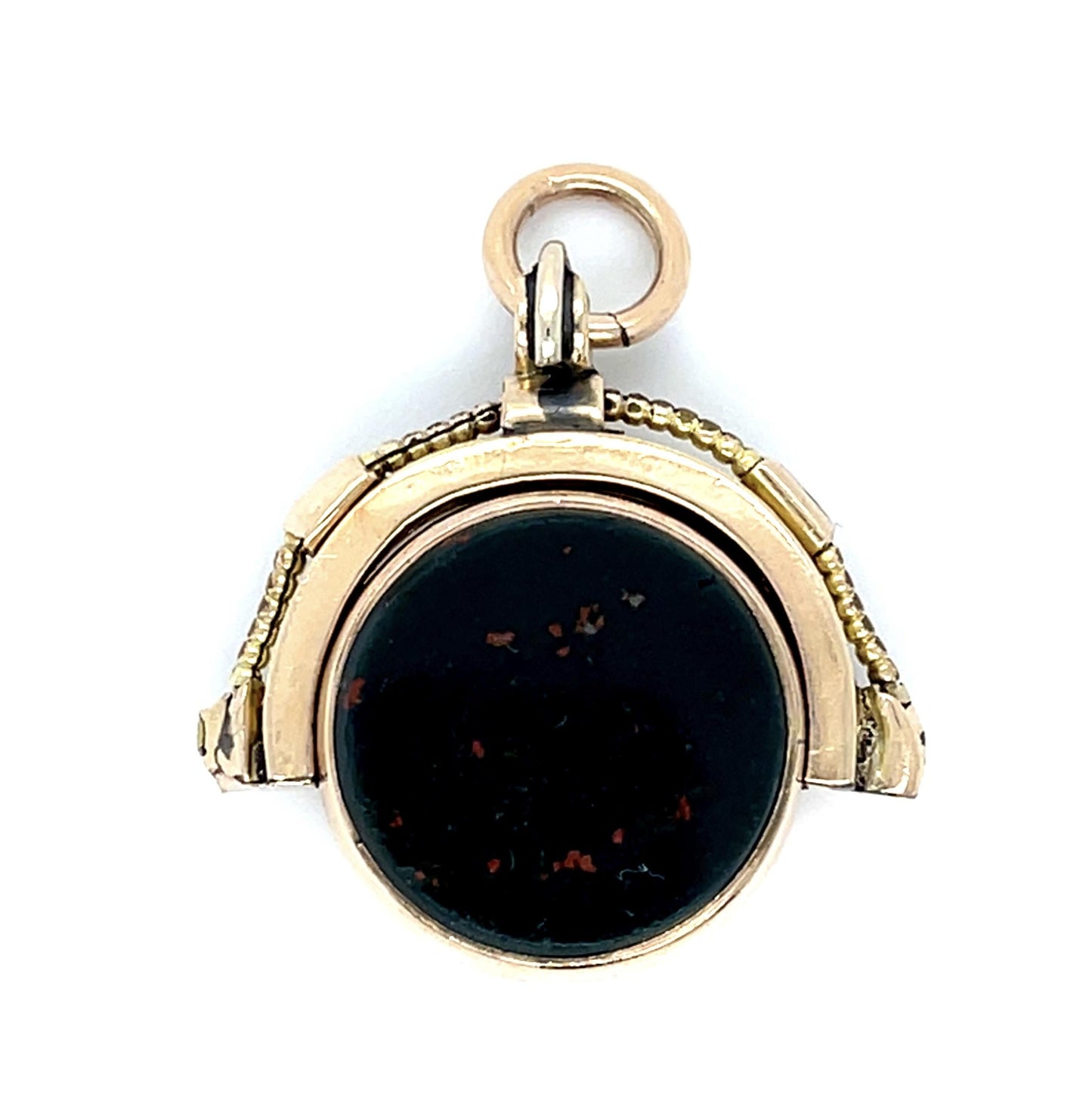 Victorian Carnelian Seal Bloodstone 9KY Pendant (Antique 1890s) 7.93g