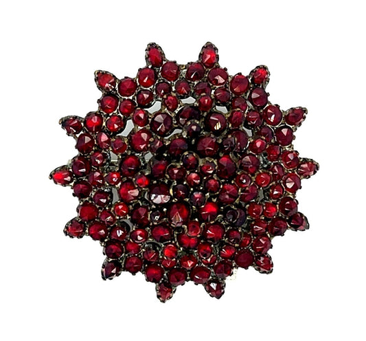 Victorian Garnet Silver Brooch 8.36g (Antique 1890s) #4146